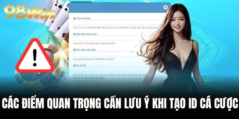 Các điểm quan trọng cần lưu ý khi tạo ID cá cược